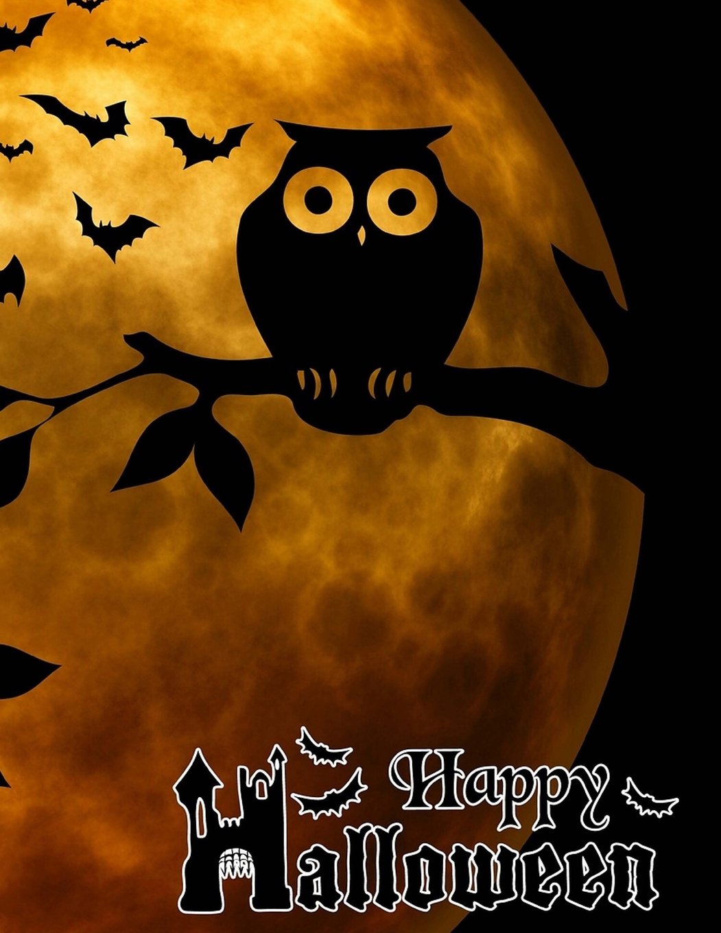 Joyeux Halloween : Carnet/journal grand format avec 600 pages lignées et numérotées : couverture au motif de chouettes d'Halloween (8,5 x 11 / 300 feuilles)