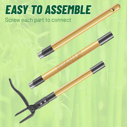 ORMALLA Weed Puller, 43.7in Long Handle Weed Remover, Dandelion Removal Tool, Natural Bamboo Handle and 4 Claws, Stand Up Garden Weed Root Remover, Pet Friendly (43.7in) - Available at All In One Marketplace Canada