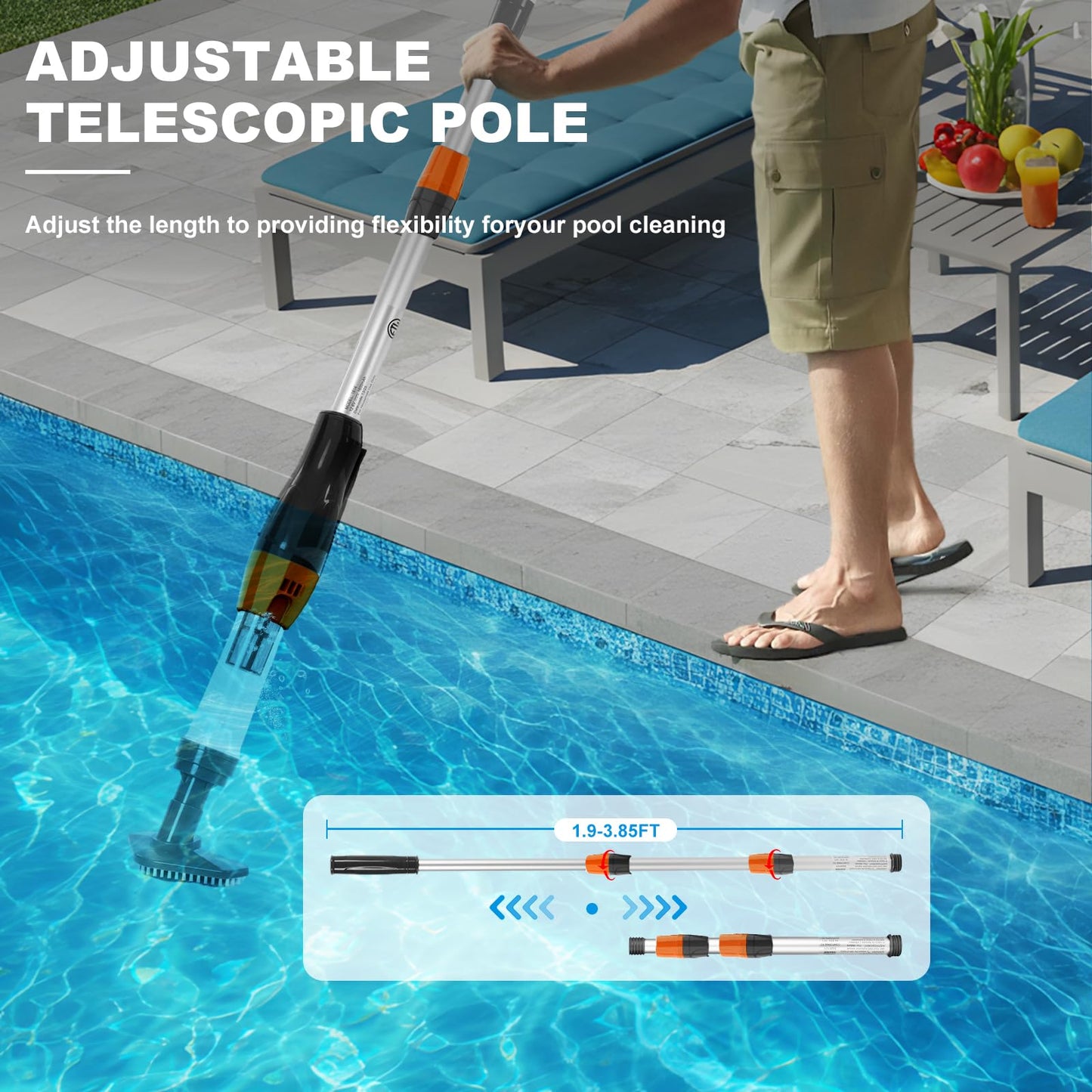 3 in 1 Cordless Rechargeable Pool Vacuum, Handheld Pool Cleaner Ideal for Spas, Hot Tubs and Small Pools for Sand and Debris