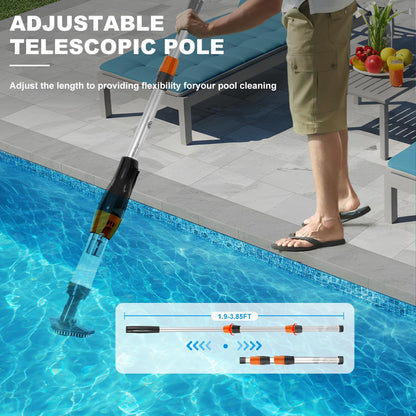 3 in 1 Cordless Rechargeable Pool Vacuum, Handheld Pool Cleaner Ideal for Spas, Hot Tubs and Small Pools for Sand and Debris