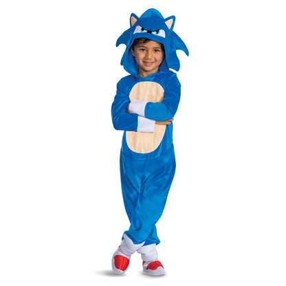 Sonic Costume for Toddlers, Official Sonic Movie 3 Posh Halloween Costume with Detachable Tail, Toddler Size (2T)