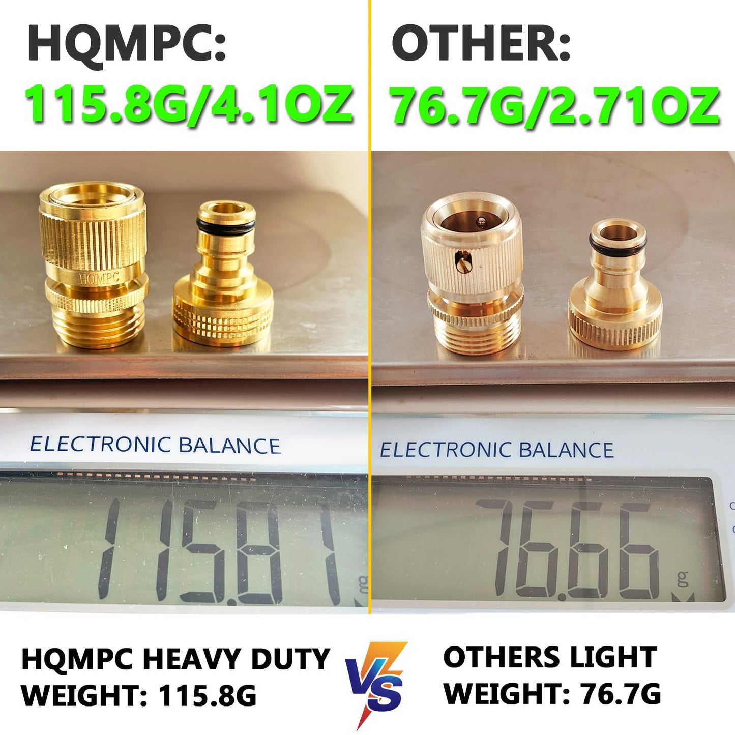 HQMPC Garden Hose Quick Connect Solid Brass Quick Connector Garden Hose Fitting Water Hose Connectors 3/4 inch GHT (2SETS) 🍁 All In One Marketplace Canada