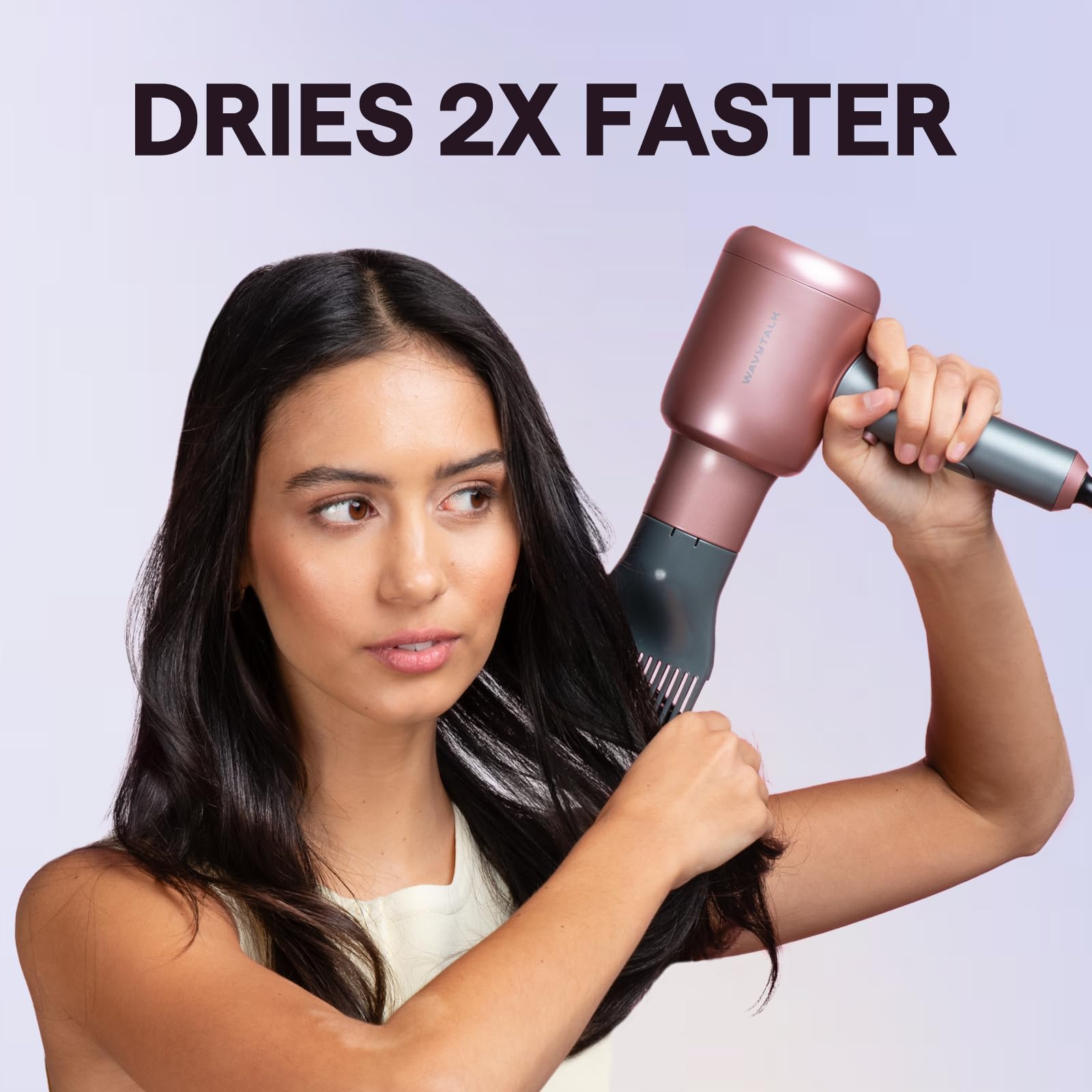Wavytalk Hair Dryer with Diffuser, Blown Away Ionic Hair Dryer for Curly Hair, 1875W Fast Drying Blow Dryer with Ceramic Technology, 3 Attachments for All Hair Types, Light and Quiet, Blush Gold - Available at All In One Marketplace Canada