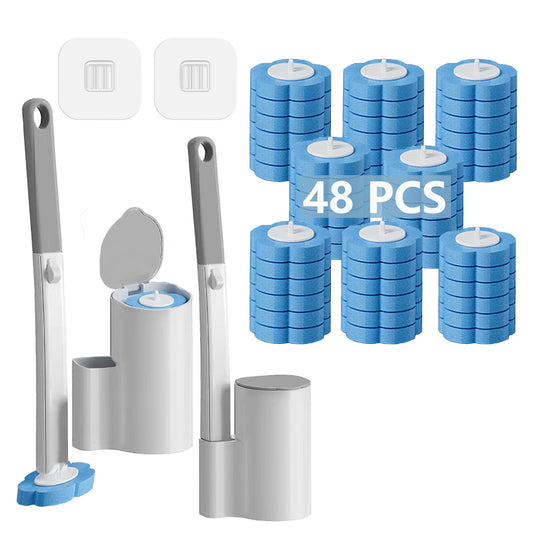Ucaimao 2 Pack Disposable Toilet Brush and Holder Set,Extended Handle with 48 Cleaner Refills Toilet Brush for Toilet Bowl Cleaners,Bathroom Cleaning,Sink, Bathtub, Floor - Blue (Ocean Fresh Scent) - Available at All In One Marketplace Canada