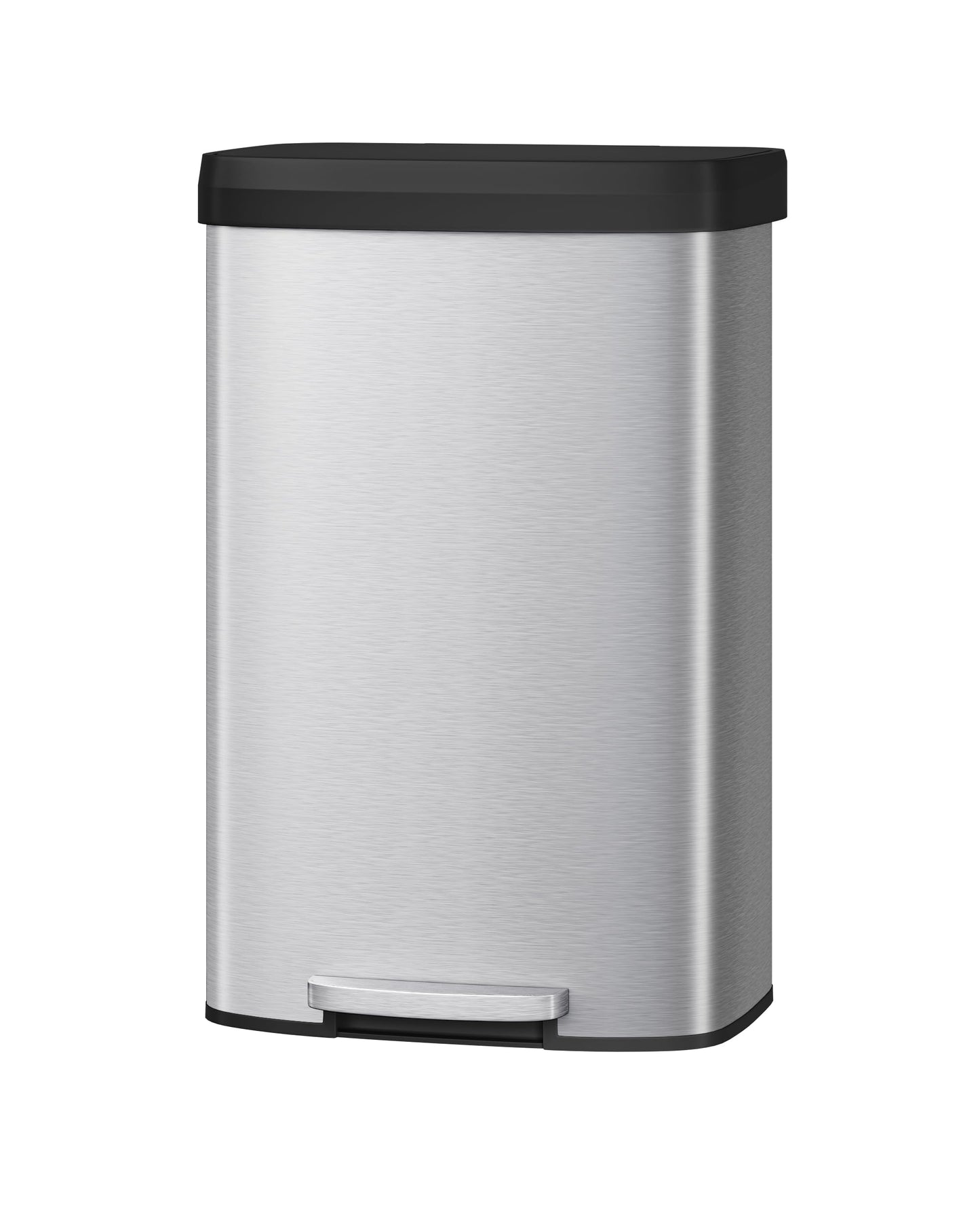 Garvee 21 Gallon / 80 Liter Stainless Steel Trash Can with Lid, Large Garbage Can for Kitchen, Rustproof Step-on Kitchen Metal Trash Bin with Liner Rim, Rear Handle, Soft Close Plastic Lid, Silver Garvee