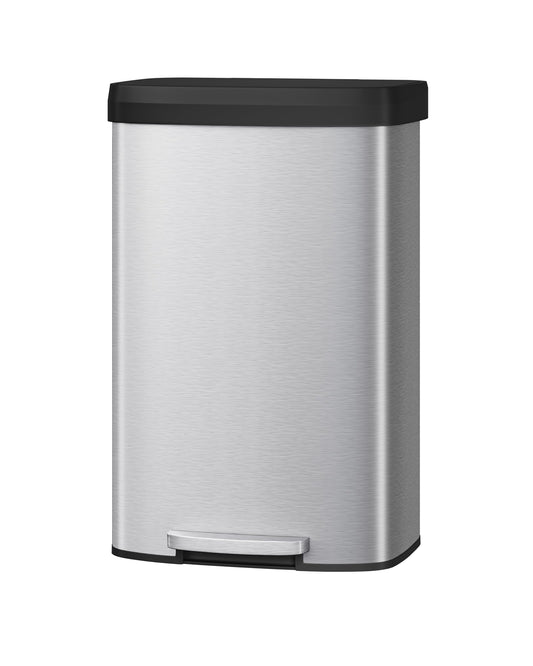 Garvee 21 Gallon / 80 Liter Stainless Steel Trash Can with Lid, Large Garbage Can for Kitchen, Rustproof Step-on Kitchen Metal Trash Bin with Liner Rim, Rear Handle, Soft Close Plastic Lid, Silver Garvee