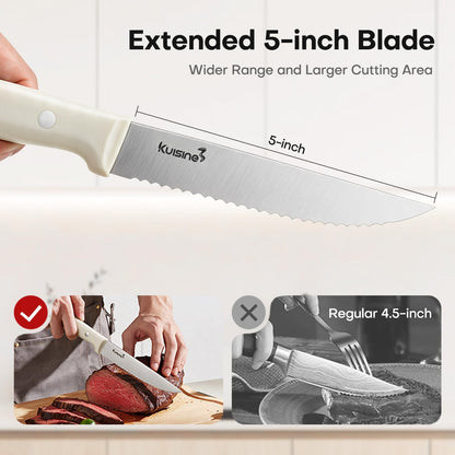 Kuisine Chef Knife Set,High Carbon Stainless Steel Ultra Sharp Blade Ergonomic Handle,Kitchen Knife Block Set with Built-in Sharpener, Elegant Gift for Holiday(Ivory Pro,15PCS) 🍁 All In One Marketplace Canada