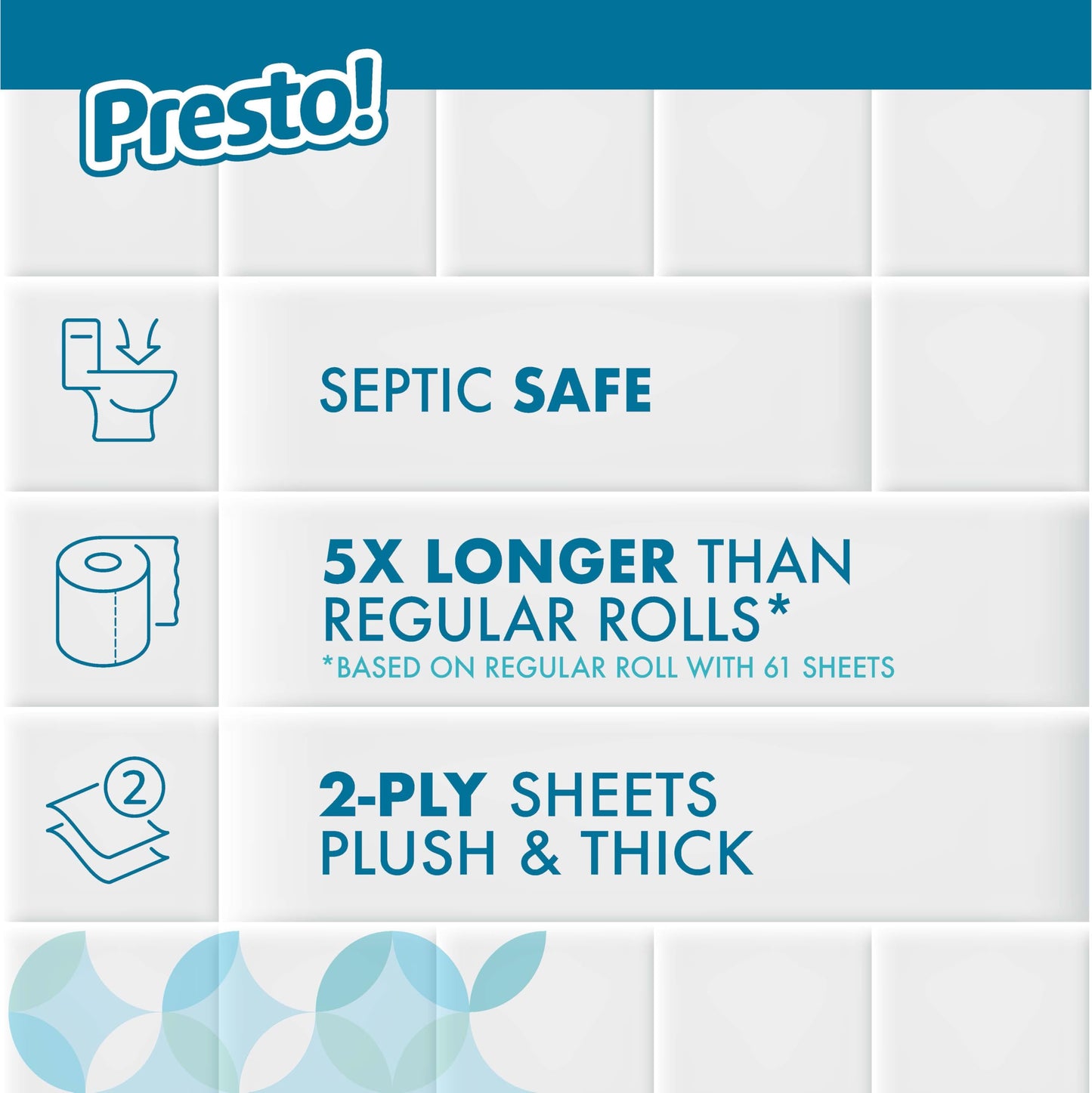 Amazon Brand - Presto! 2-Ply Ultra-Soft Toilet Paper, 24 Family Mega Rolls = 120 regular rolls, 6 Count (Pack of 4), Unscented Presto!