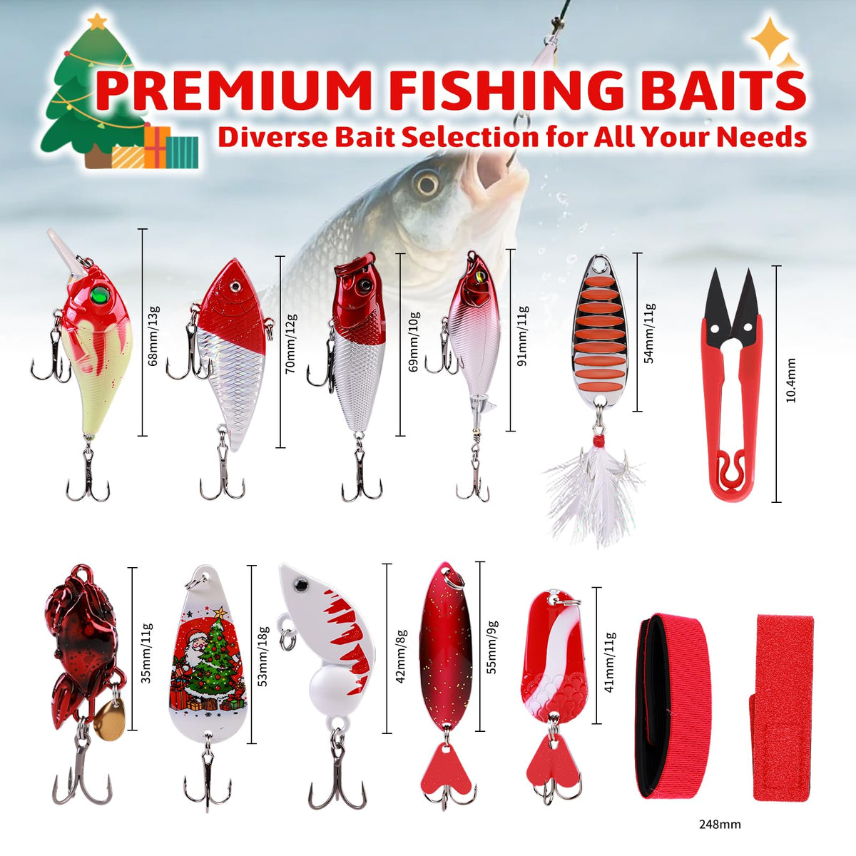 Advent Calendar 2026 Fishing Christmas Countdown, 24 Days Fishing Advent Calendar Fishing Tackle Lures Surprise Gifts for Adult Men Teen Boys 🍁 All In One Marketplace Canada