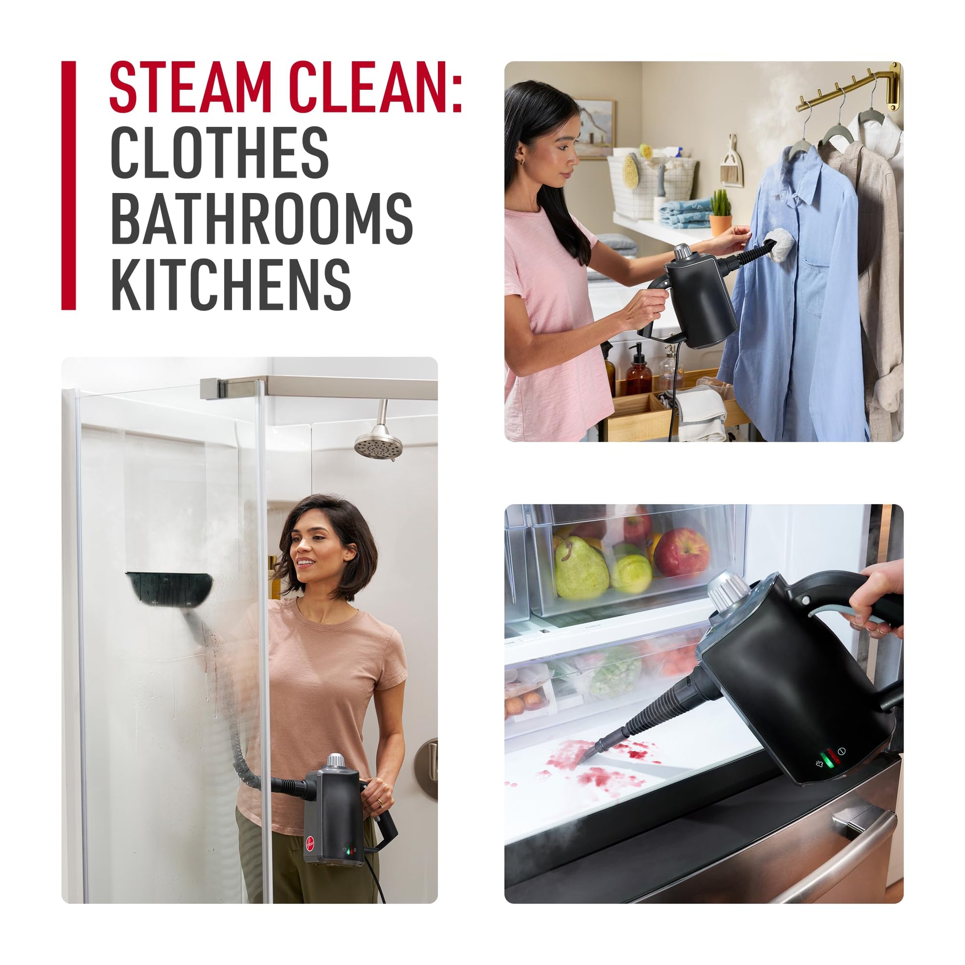 Hoover Portable Handheld Steam Cleaner, 10-in-1 Pressurized Steamer for Grout, Tile, Upholstery, Car Detailing, Kitchen & Bathroom | Chemical-Free, XL Spill-Proof Tank | WH25000CA - Available at All In One Marketplace Canada
