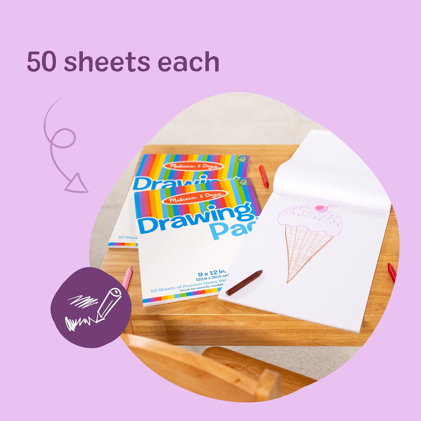 Melissa & Doug 9x12 Drawing Paper Pad 3-Pack Melissa & Doug