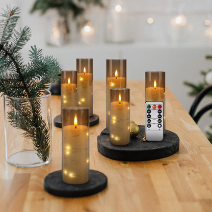 Pack of 24 Flickering Flameless Candles with Remote and 2/4/6/8 H Timer Led Embedded Light String Grey Candles(D2.17 x H 5" 6" 7") Moving Wick Candles for Christmas & &Wedding & Home Decor... 🍁 All In One Marketplace Canada