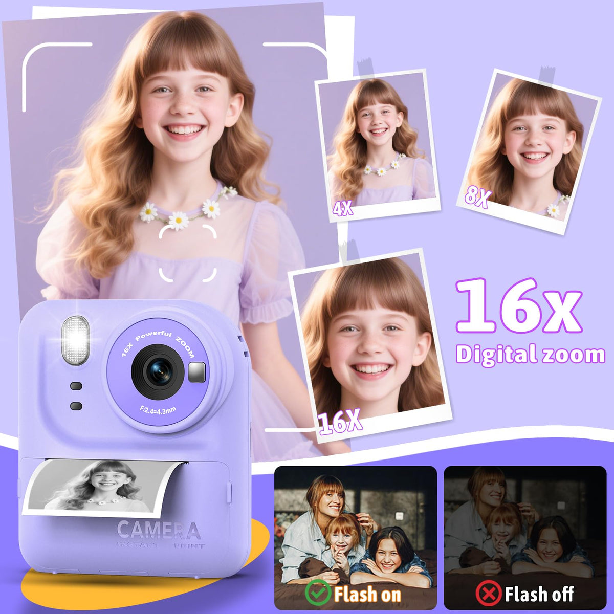 Okaloka Kids Instant Print Camera Toys,1080P HD Toddler Digital Video Camera,Christmas Birthday Gifts for Girls Boys Age 3-12 Year Old - 32G SD Card Included (Purple) 🍁 All In One Marketplace Canada