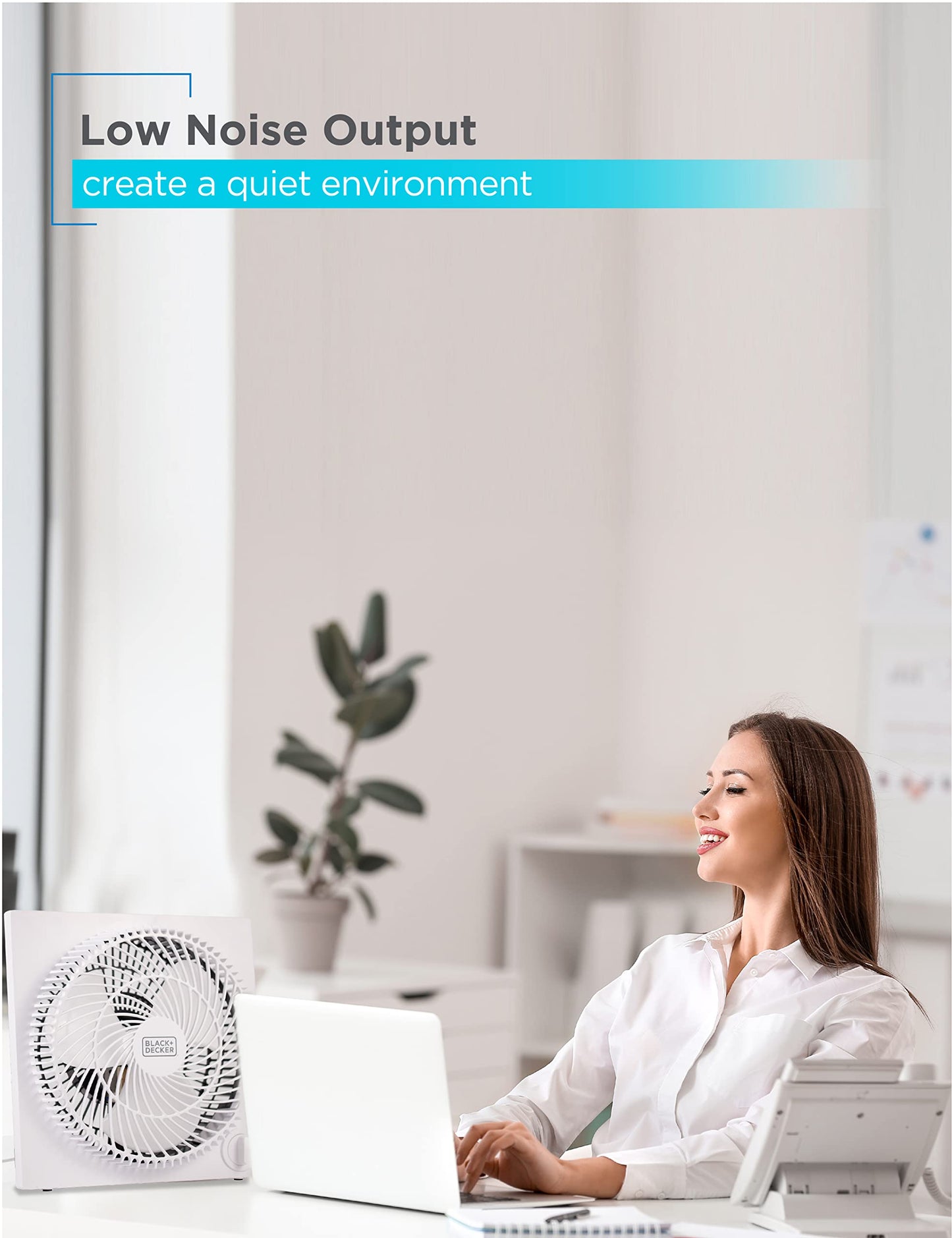 Black & Decker 9 in. Frameless Tabletop Box Fan, White - Available at All In One Marketplace Canada