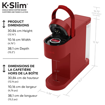Keurig K-Slim Single Serve K-Cup Pod Coffee Maker, Featuring Simple Push Button Controls And MultiStream Technology, Scarlet Red 🍁 All In One Marketplace Canada