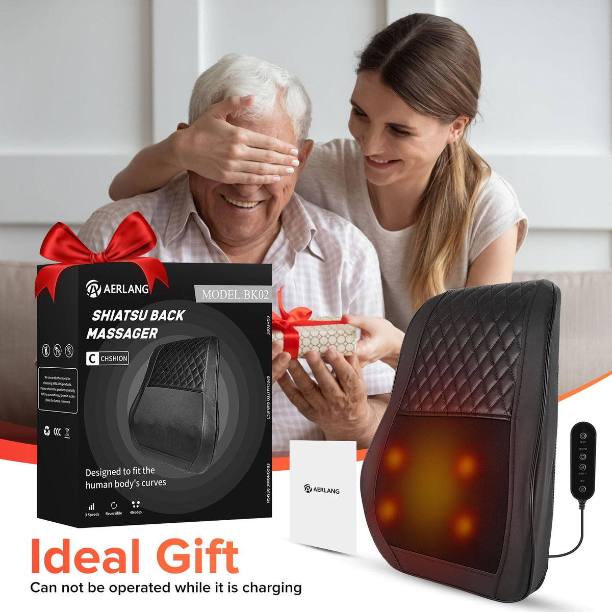 Cordless Back Massager,Back and Neck Massager with Heat Shiatsu Neck and Shoulder Massage for Whole Body Deep Tissue Kneading Massage Pillow Mother's Gifts for Women Men Mom Dad Christmas 🍁 All In One Marketplace Canada