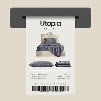 Utopia Bedding Twin/Single Bed Sheets - 3 Piece Twin Size Cooling Sheet Set - Hotel Luxury Soft Breathable Microfiber, Oeko-TEX, Deep Pocket Easy Fit & Care, Fade & Wrinkle Resistant, Grey