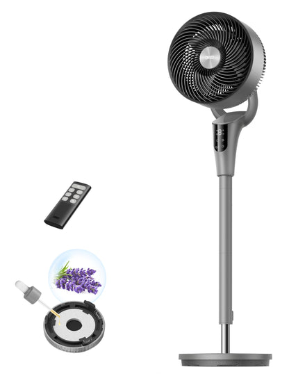 DREO Fan for Bedroom, 90° Oscillating Standing Fan, 20dB Quiet, 90ft Pedestal Fans for Room Office, DC Motor, 8+H Speeds, 3 Modes, 38-42'' Adjustable Height, Remote, 8H Timer, 105° Manual Vertical