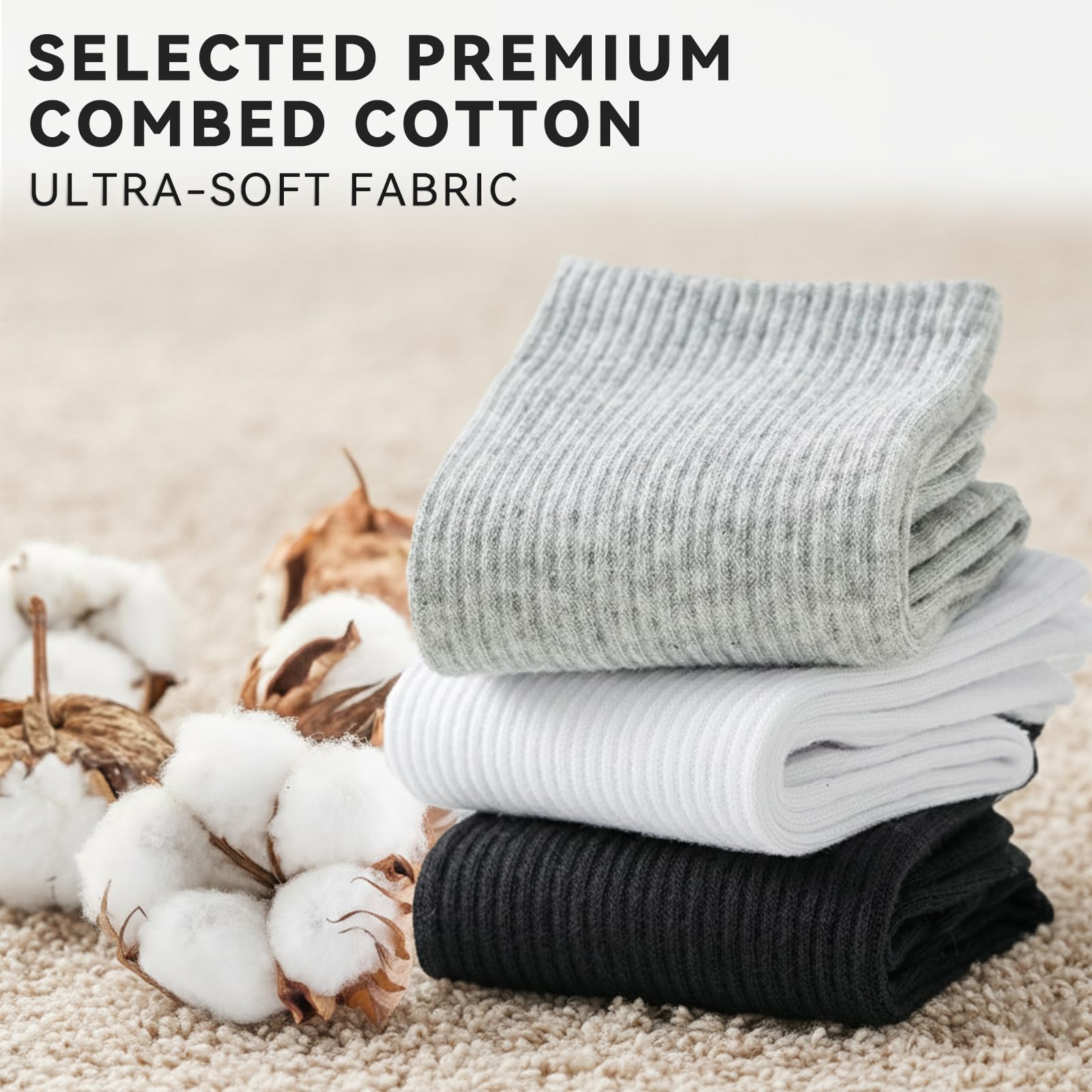 VoJoPi Crew Socks for Women, 5 Pairs Cotton Soft and Moisture Wicking Calf Socks Lightweight Work & Casual Wear, Size 5-10 - Available at All In One Marketplace Canada