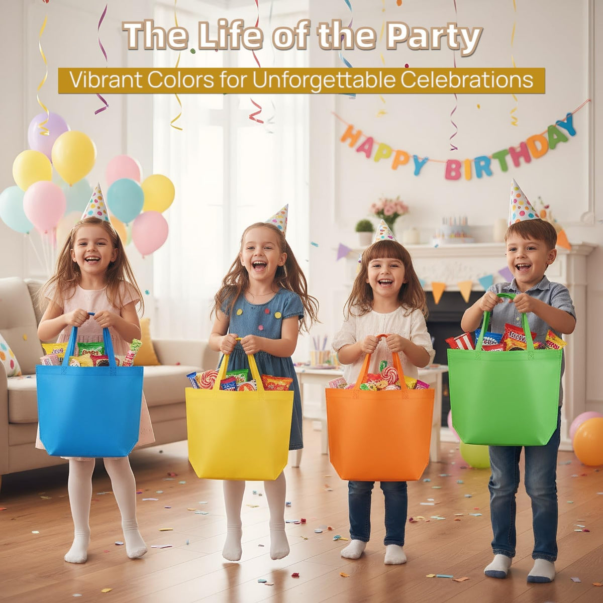 Nicunom 60 Pack Non-Woven Party Favor Bags, Colorful Reausable Gift Bag With Handles Tote Bags Bulk Reusable Grocery Bag for Birthday Christmas 🍁 All In One Marketplace Canada