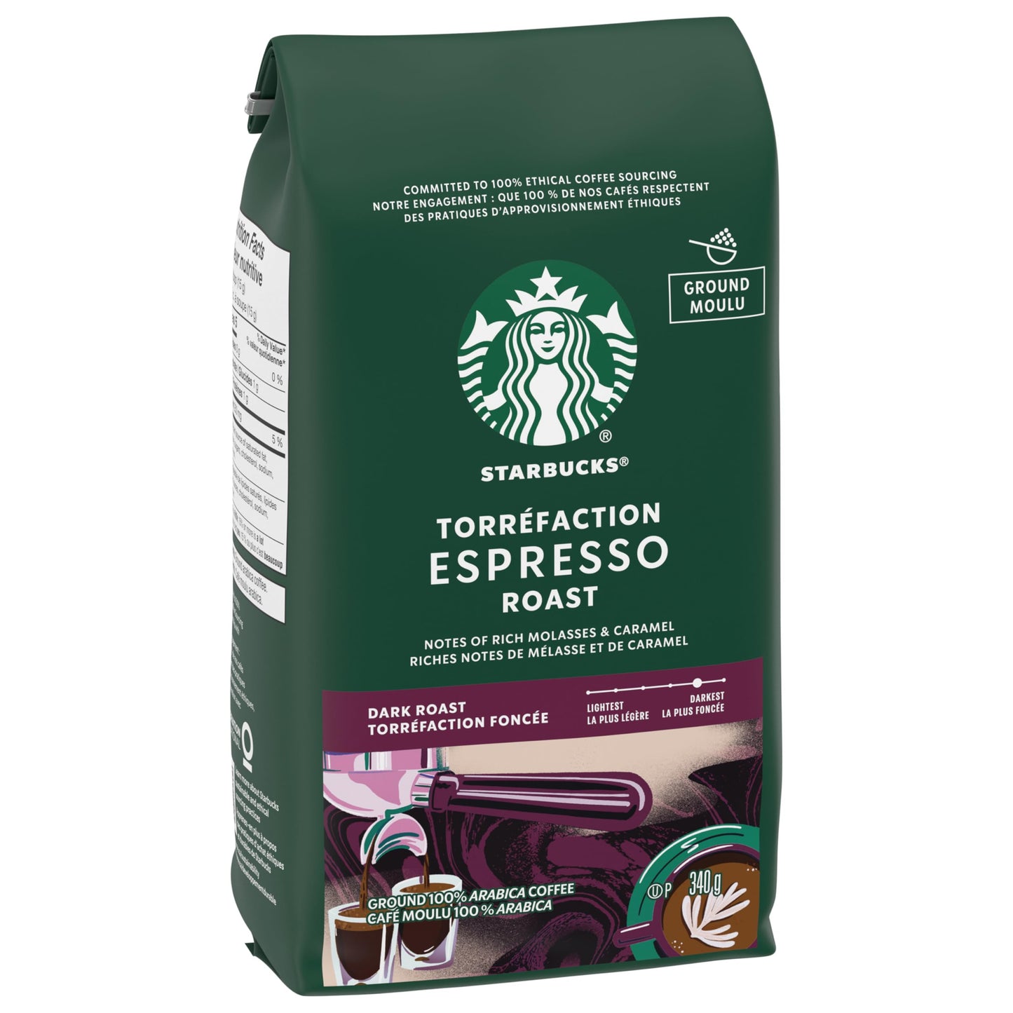 Starbucks Espresso Roast Ground Coffee 340g - 6 Pack Dark Roast