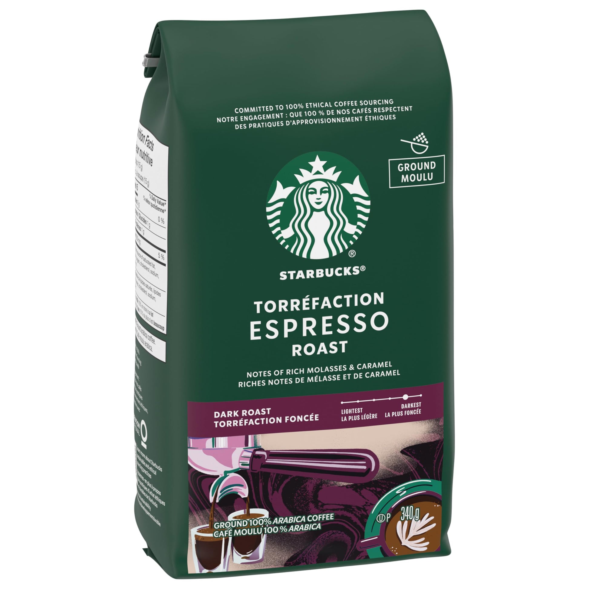 Starbucks Espresso Roast Ground Coffee 340g - 6 Pack Dark Roast