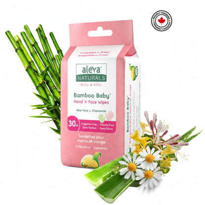 Aleva Naturals Bamboo Baby Hand and Face Wipes - Natural and Organic Ingredients, Cleans and Moisturizes, Extra Strong, and Ultra Soft - Economy Pack- 30ct X 6= 180 Count, Unbleached 🍁 All In One Marketplace Canada