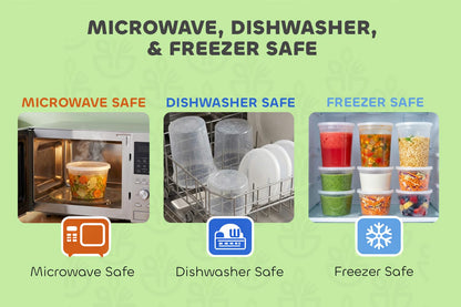 Deli Food Containers with Lids - (48 Sets) 24-32 Oz Quart Size & 24-16 Oz Pint Size Airtight Food Storage Takeout Meal Prep Containers with 54 Lids, BPA-Free, Dishwasher, Microwave Safe - Available at All In One Marketplace Canada
