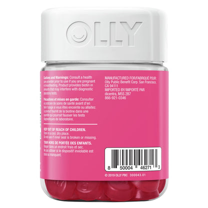 OLLY Undeniable Beauty Gummy Supplement for women Grapefruit Glam with biotin, keratin and vitamins C & E 30 day Supply, 60 gummies - Available at All In One Marketplace Canada
