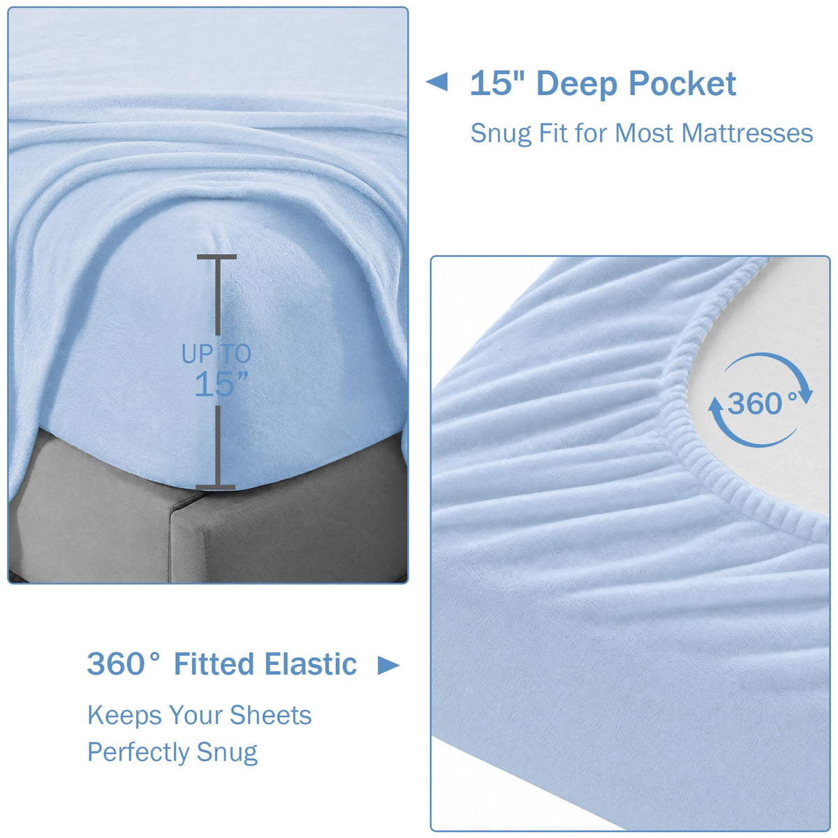 Softan Fleece Sheets, Soft as Flannel, Queen, Light Blue 🍁 All In One Marketplace Canada