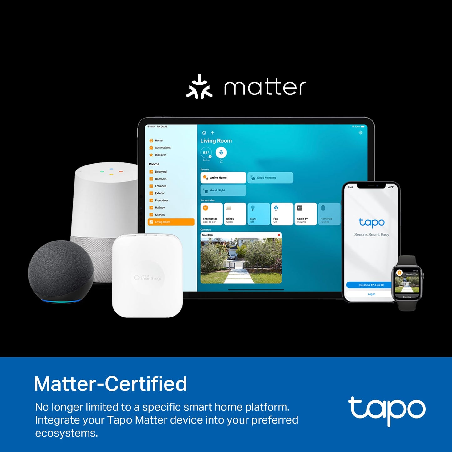 TP-Link Tapo Matter Outdoor Smart Plug, 2 Individual outlets, IP65 Weather Resistance, Works with Apple Home, Alexa, Google Home, Long Wi-Fi Range, 2.4G Wi-Fi Only, ETL Certified (Tapo P400M) Tapo