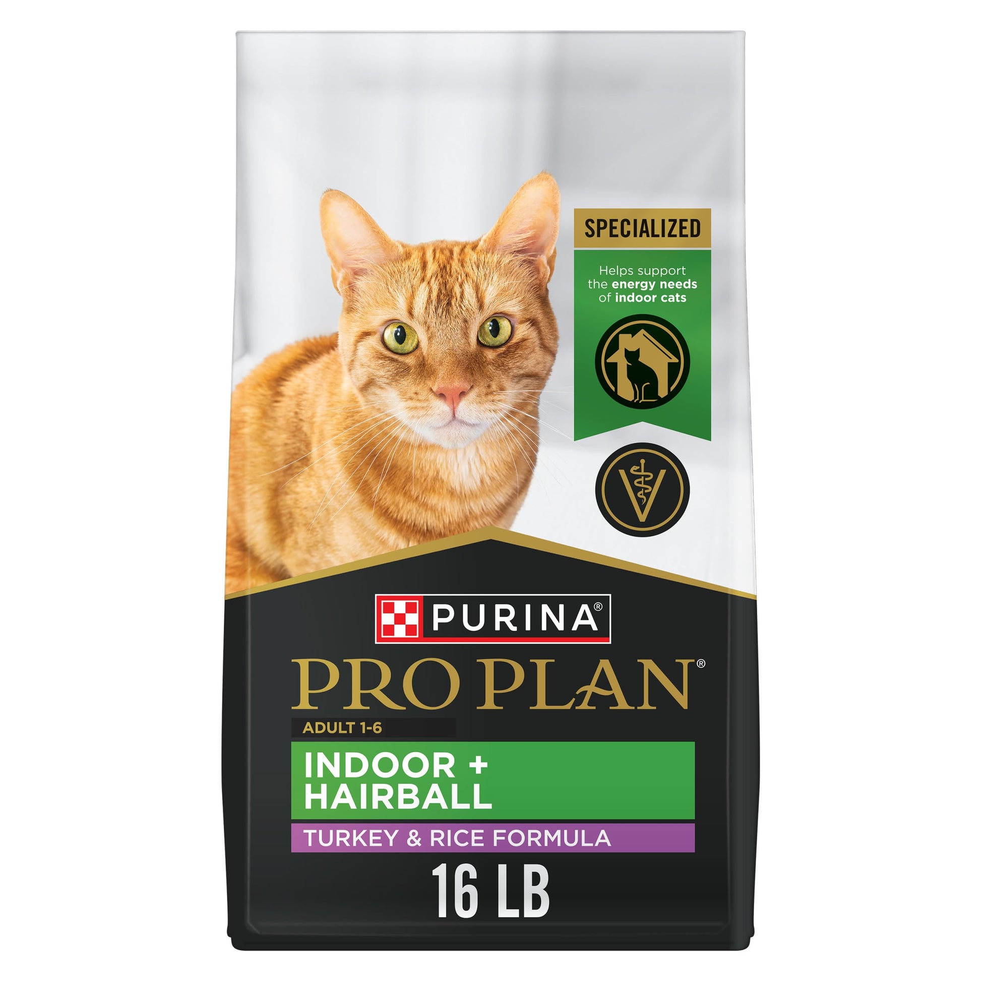 Purina Pro Plan Dry Cat Food, Specialized Indoor Hairball Turkey & Rice - 7.26 kg Bag (1 Pack) Pro Plan