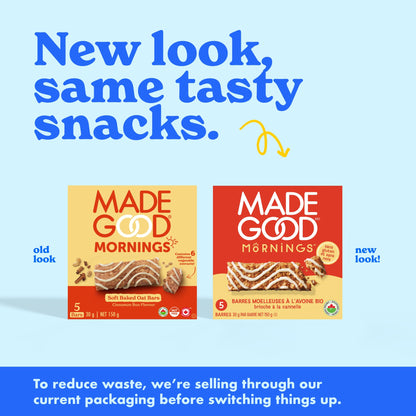 MadeGood Mornings Soft-Baked Oat Bars Variety Pack – 30 Count