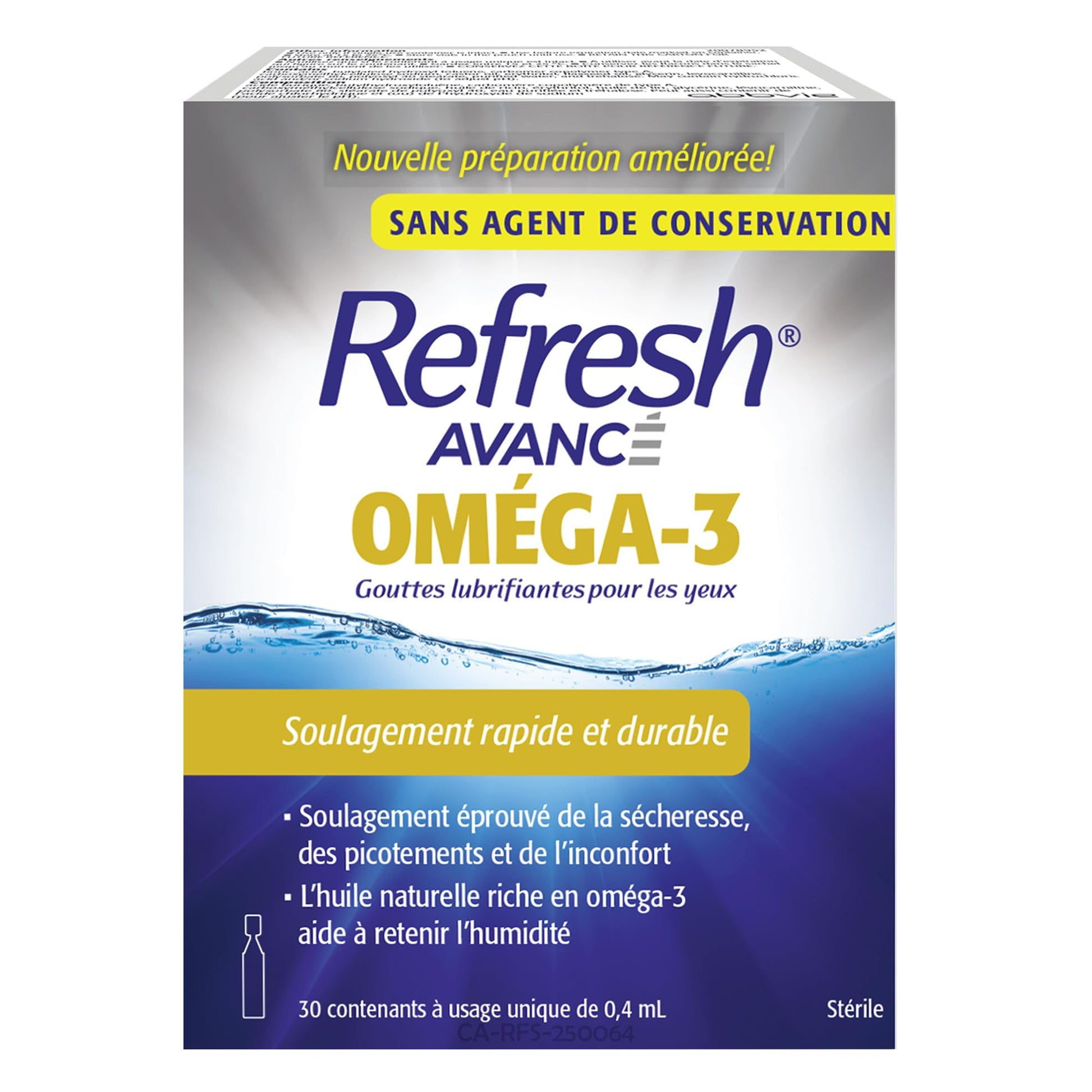 Refresh Advanced Omega-3 Lubricant Eye Drops – Preservative-Free, Natural Omega-3 Oil for Long-Lasting Dry Eye Relief – 30 Single-Use Containers (0.4ml Each) - Total 12 mL - Available at All In One Marketplace Canada