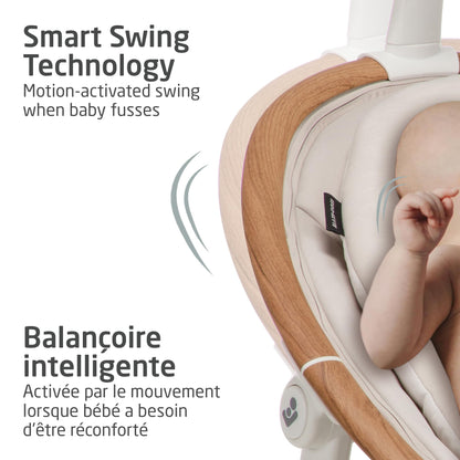 Maxi-Cosi Cassia Baby Swing, infant swing, automatic motion sensor, music, toys, recline, portable, 360 degree rotation, lightweight & foldable, Horizon Sand Maxi-Cosi