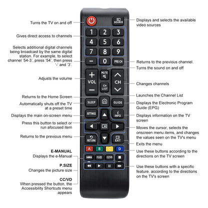 (Pack of 2) Universal Remote for Samsung TV Remote, Replacement for All Samsung Smart TV LED QLED UHD LCD HDTV Frame Curved 4K 8K 3D Series TV