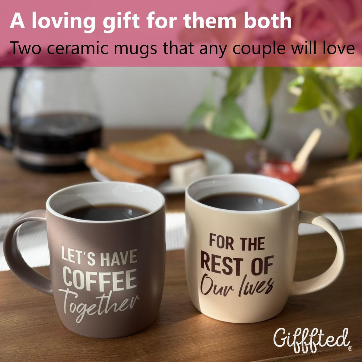 Triple Gifffted Lets Have Coffee Together Mug Set for Couples 380ml Ceramic 🍁 All In One Marketplace Canada