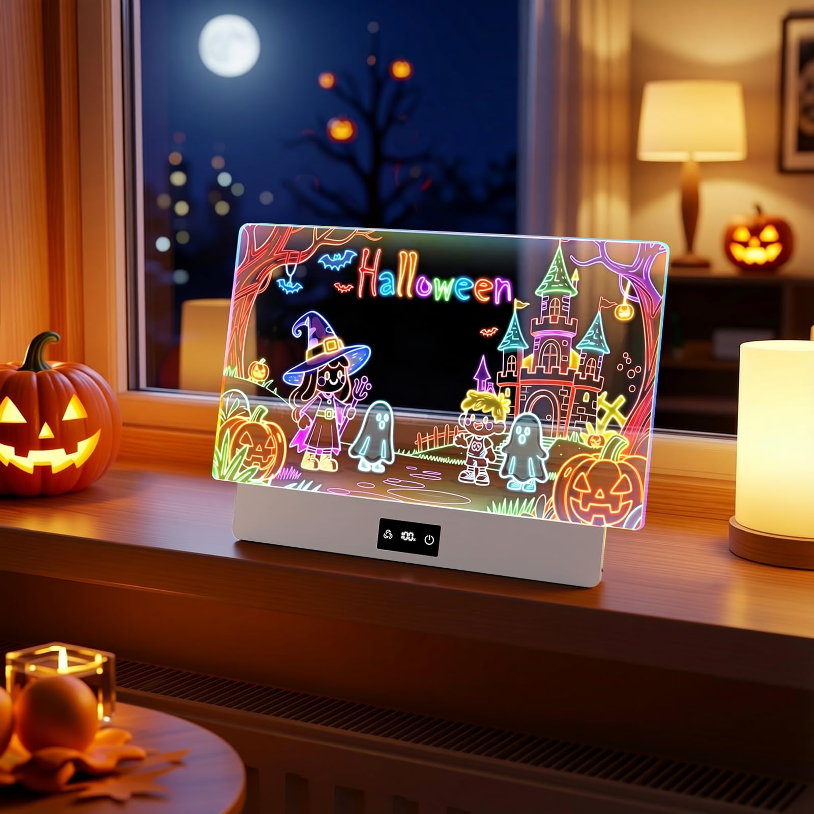 TAEMVV 16 Inch LED Drawing Board for Kids with Display, Rechargeable Light Up LCD Writing Tablet with 15H Battery & Stand, 8 Colors 3 Dynamic Modes Glow Light Board for Toy Birthday Gifts - Available at All In One Marketplace Canada