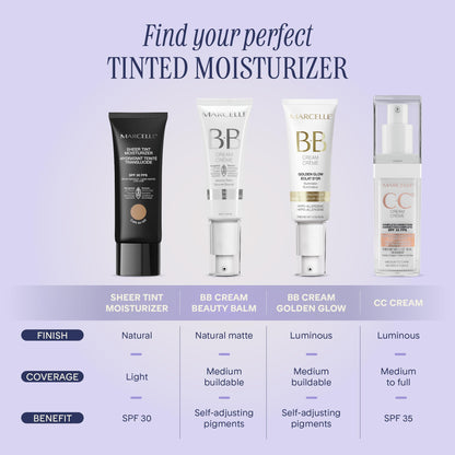 Marcelle Sheer Tint Moisturizer SPF 30, Porcelain, with Hyaluronic Acid and Aloe, Hypoallergenic, Non-Comedogenic, Fragrance-Free, Paraben-Free, Oil-Free, 40 mL 🍁 All In One Marketplace Canada