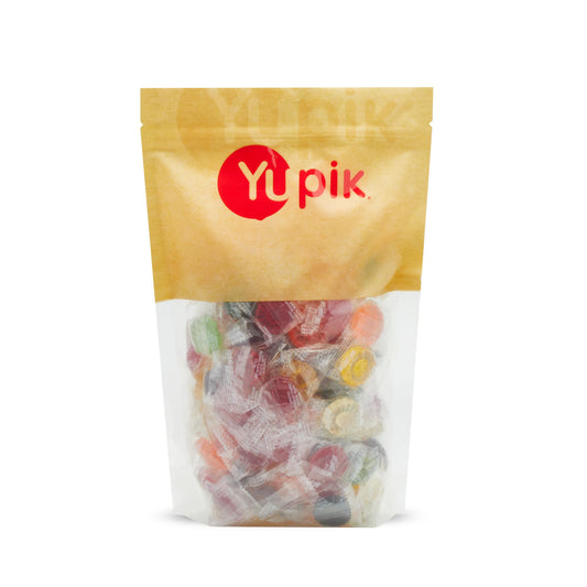 Bonbons au sucre d'orge assortis Yupik, 1 kg, sans gluten, sans matières grasses, bonbons durs emballés individuellement, parfaits pour le goûter, les cadeaux et les friandises d'Halloween