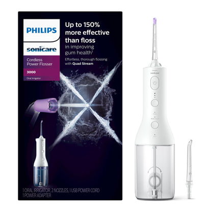 Philips Sonicare Power Flosser 3000 Cordless, Oral Irrigator Quad Stream technology and whisper quiet, White, HX3826/21 🍁 All In One Marketplace Canada
