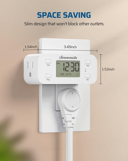 DEWENWILS 2 Pack 24 Hour Programmable Digital Timer Outlet, 1 Outlet, White 🍁 All In One Marketplace Canada