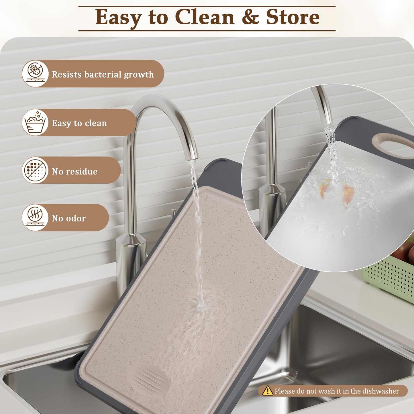 GUANCI Cutting Board for Kitchen Double Sided 304 Stainless Steel Chopping Board Food-Grade Stainless Steel and Wheat Straw PP Large Size 16”×11” Easy to Clean - Available at All In One Marketplace Canada
