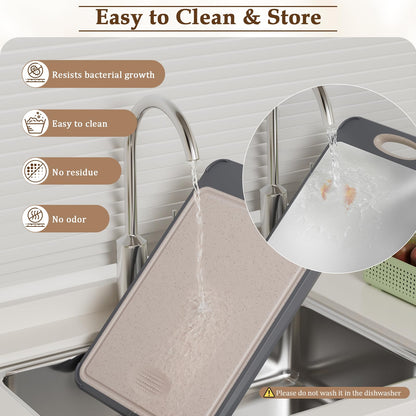 GUANCI Cutting Board for Kitchen Double Sided 304 Stainless Steel Chopping Board Food-Grade Stainless Steel and Wheat Straw PP Large Size 16”×11” Easy to Clean - Available at All In One Marketplace Canada