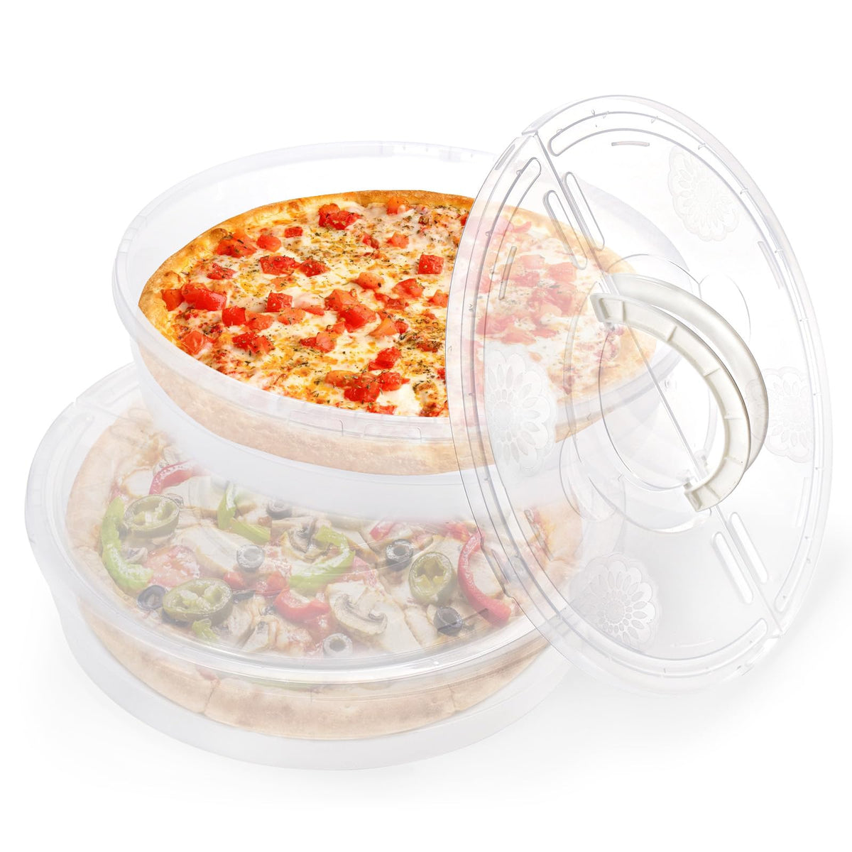 Lawei 2 Pack 12 Inch Food Storage Container with Lid and Handle, 2 Compartment Leak-Proof Pie Carrier & Pizza Keeper, Reusable Pizza Storage Container for Cake, Cheesecake, Tortilla, Picnic, Pastry 🍁 All In One Marketplace Canada