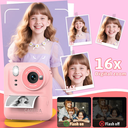 Kids Instant Print Camera Toys,1080P HD Toddler Digital Video Camera,Christmas Birthday Gifts for Girls Boys Age 3-12 Year Old - 32G SD Card Included (Pink) 🍁 All In One Marketplace Canada