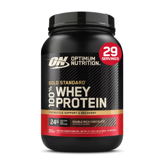 Optimum Nutrition Gold Standard 100% Whey Protein Powder, 24g Protein per serving, 29 servings (899g) - Double Rich Chocolate (packaging may vary)