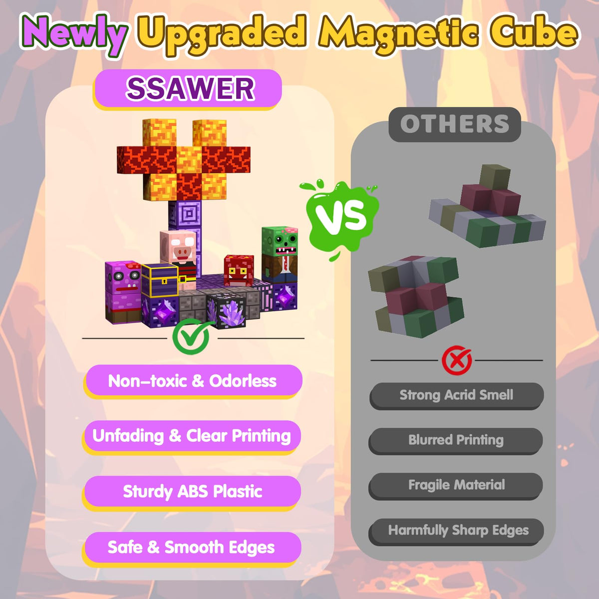 SSAWER Magnetic Blocks, 100PCS Toys Building Blocks Cubes Gifts for Girls 🍁 All In One Marketplace Canada
