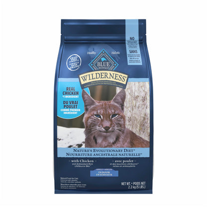 Blue Buffalo Wilderness Chicken Natural High-Protein Grain-Free Dry Food for Adult Indoor Cats, Real Chicken First, Antioxidant-Rich LifeSource Bits Support Immunity, Promotes Strong Muscles, 5 lbs.