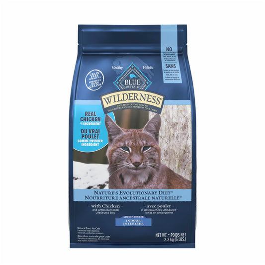 Blue Buffalo Wilderness Chicken Natural High-Protein Grain-Free Dry Food for Adult Indoor Cats, Real Chicken First, Antioxidant-Rich LifeSource Bits Support Immunity, Promotes Strong Muscles, 5 lbs. 🍁 All In One Marketplace Canada